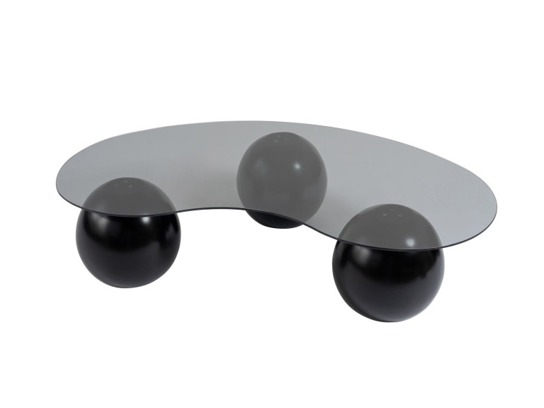 Sphere" glass coffee table - 120 x 70 x 30 cm - Black