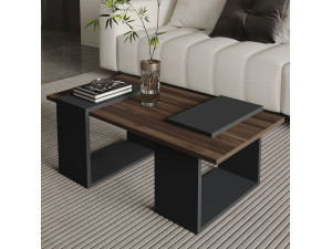 Matris" wooden coffee table - 90 x 46 x 37 cm - Brown 2
