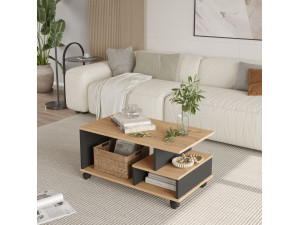 MIN9" wooden coffee table - 90 x 51 x 42 cm - Anthracite grey 2
