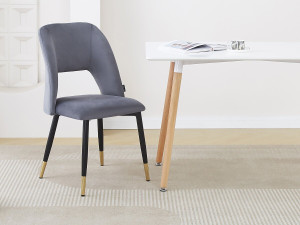 Set of 2 "Coralie" velvet chairs - Grey 2