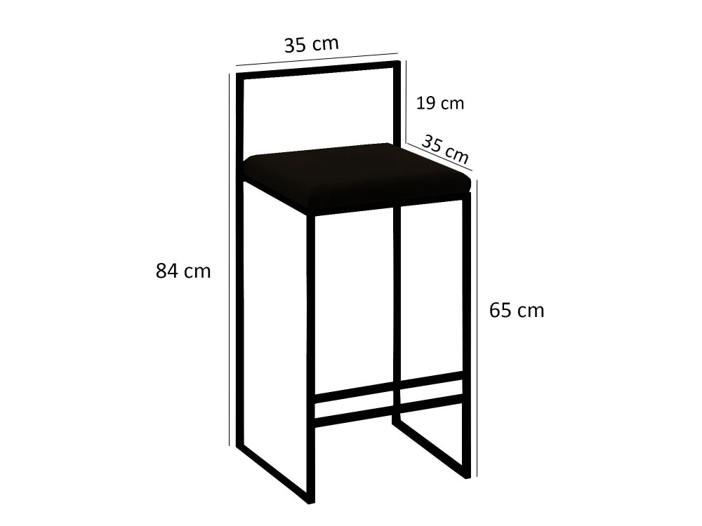 Nordic" metal bar stool 35 x 35 x 84 cm - Cream