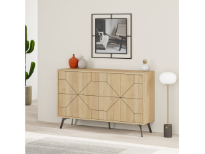 Dune" wooden sideboard - 123 x 35 x 62 cm - Beige 2