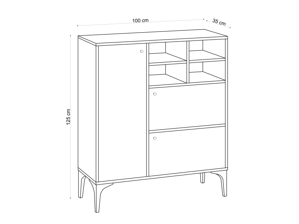 Ewa" wooden sideboard - 100 x 35 x 125 cm - Sapphire Oak