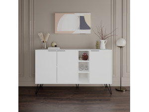 Clara" wooden sideboard - 142 x 35 x 83 cm - White 2