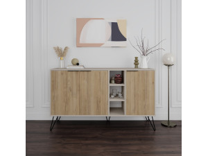 Clara" wooden sideboard - 142 x 36 x 83 cm - Stoneware 2