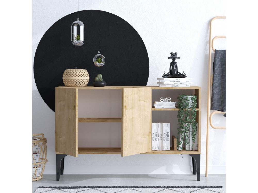 Oscar" wooden sideboard - 120 x 40 x 80 cm - Black Sapphire Oak