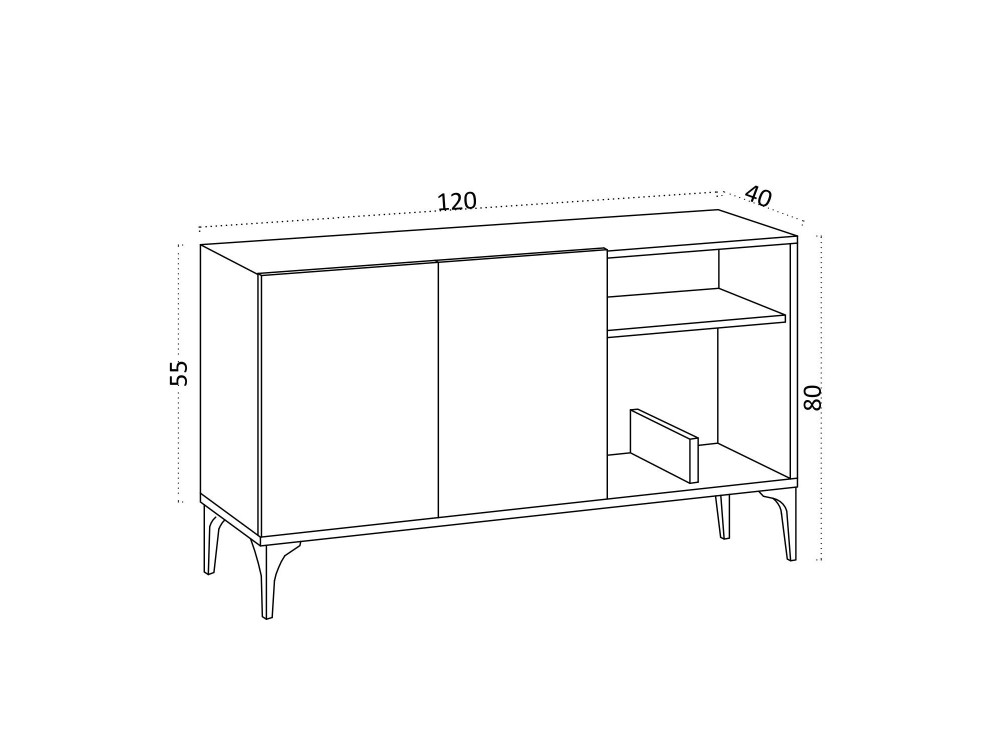 Oscar" wooden sideboard - 120 x 40 x 80 cm - Black Sapphire Oak