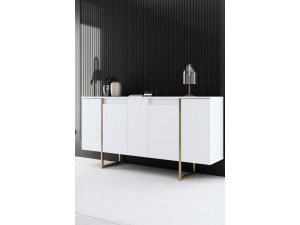 Luxe" wooden sideboard - 160 x 35 x 80 cm - White gold 2