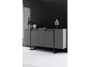 Luxe" wooden sideboard - 160 x 35 x 80 cm - Charcoal grey 2