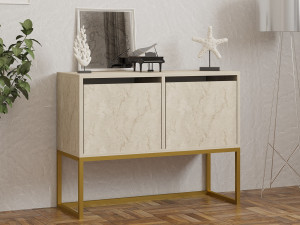 Zermat" wooden sideboard - 90 x 34 x 70 cm - Travertine 2