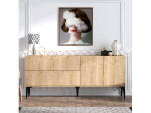 Laika" wooden sideboard - 180 x 40 x 80 cm - Beige 2