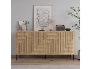 Evolet" wooden sideboard - 150 x 36 x 75 cm - Beige 2