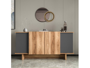 Diana" wooden sideboard - 180 x 40 x 81 cm - Charcoal grey 2