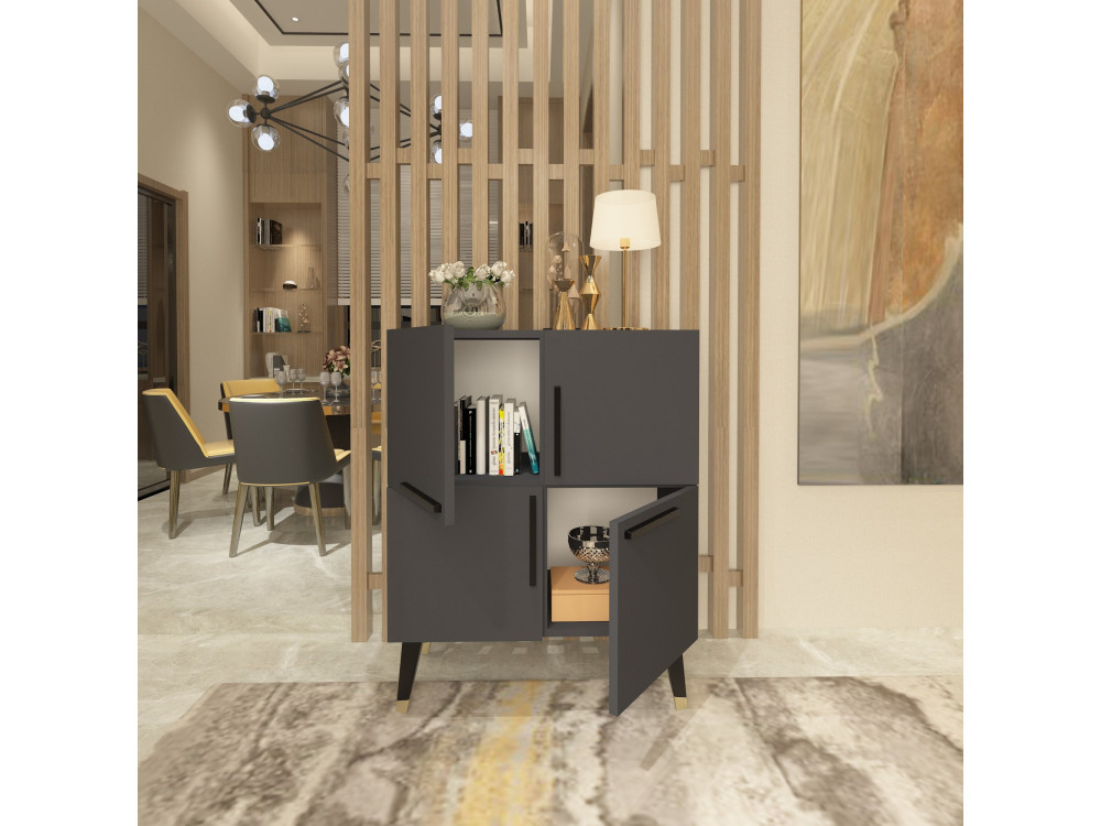 Makro" wooden sideboard - 70 x 35 x 90 cm - Anthracite grey