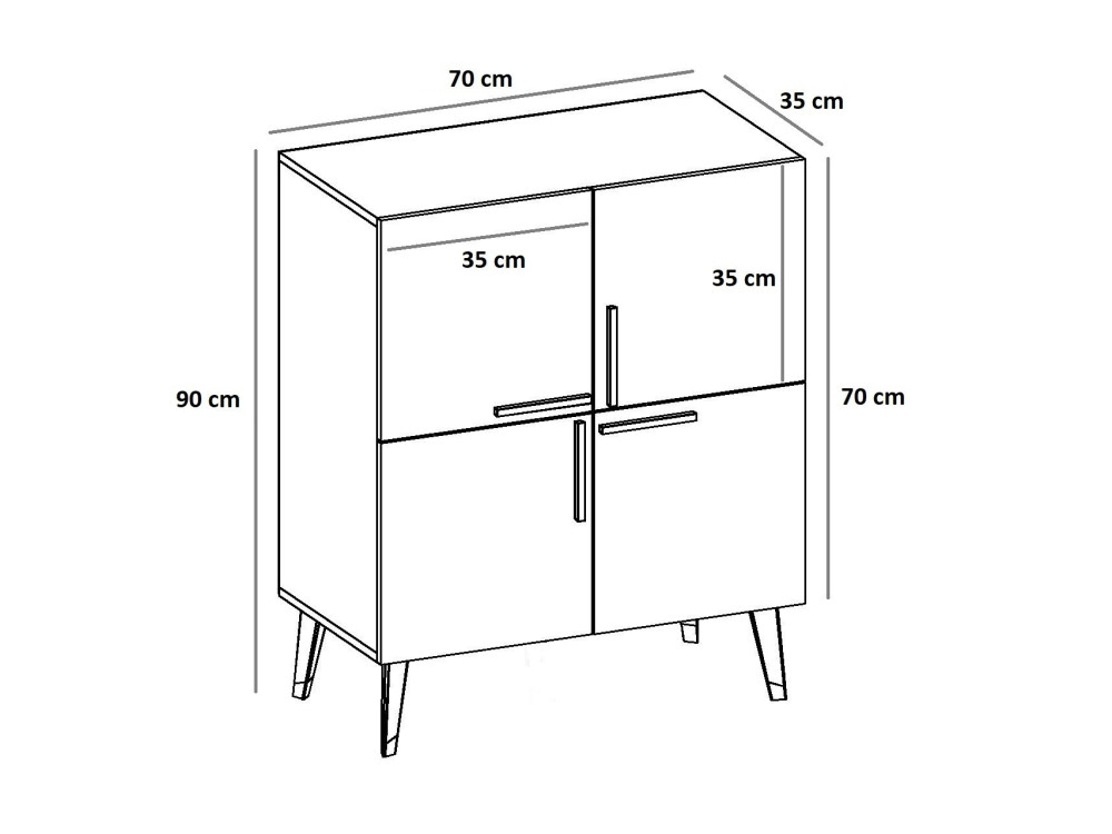 Makro" wooden sideboard - 70 x 35 x 90 cm - Anthracite grey