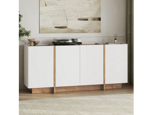 Dorma" wooden sideboard - 180 x 45 x 80 cm - White / Atlantic Pine 2