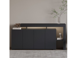 Beliz" wooden sideboard - 170 x 35 x 80 cm - Anthracite 2