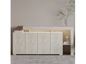 Beliz" wooden sideboard - 170 x 35 x 80 cm - Travertine 2