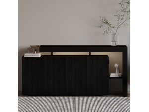 Beliz" wooden sideboard - 170 x 35 x 80 cm - Black wood 2