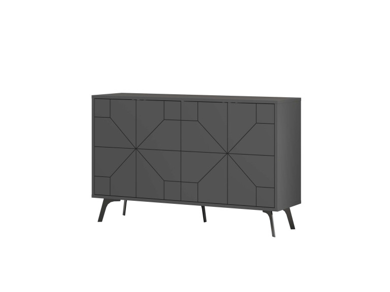 Dune" wooden sideboard - 123 x 35 x 62 cm - Charcoal grey