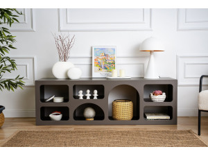 Ferlis" wooden sideboard - 160 x 40 x 51 cm - Charcoal grey 2