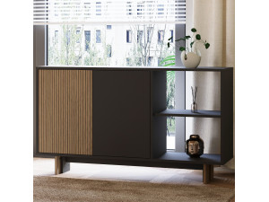 Ravello" wooden sideboard - 140 x 35 x 80 cm - Charcoal grey 2