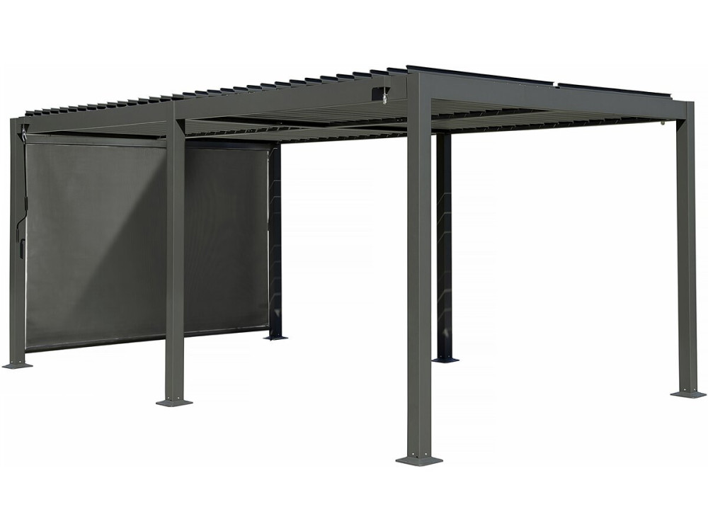 Pergola bioclimatique avec store en aluminium "Kensington" - 3 x 5 m - Grey