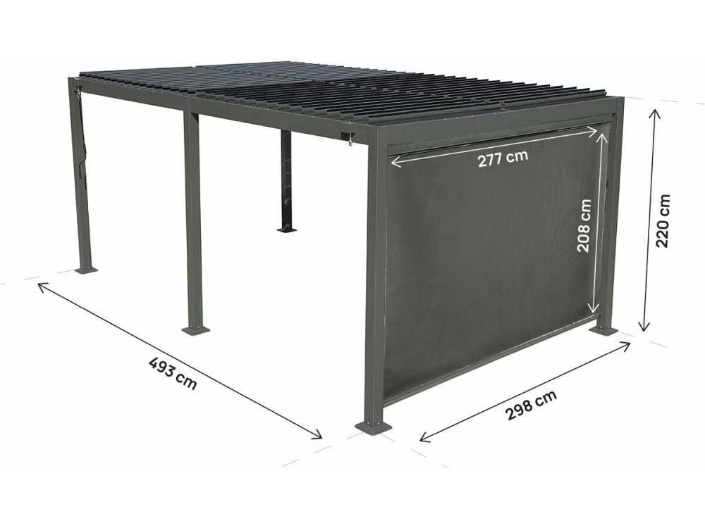 Pergola bioclimatique avec store en aluminium "Kensington" - 3 x 5 m - Grey