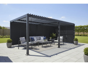 Bioclimatic pergola with 9 "Kensington" aluminum louvers - 3 x 6 m - Gray 2