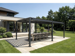 Kensington" aluminium free-standing bioclimatic pergola - 3 x 6 m - Grey 2