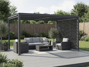 Howard" bioclimatic pergola with 3 galvanized steel louvers - 3 x 4 m - Grey 2