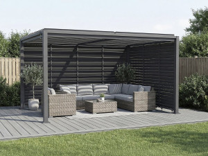 Howard" bioclimatic pergola with 7 galvanized steel louvers - 3 x 4 m - Grey 2