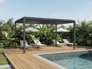 Howard" self-supporting bioclimatic pergola with adjustable slats - 3 x 4 m - Grey 2