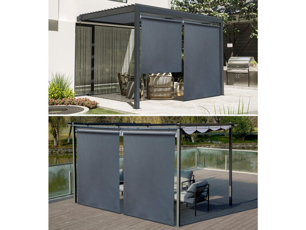 Set of 2 pergola blinds - 124 x 225 cm - Anthracite gray