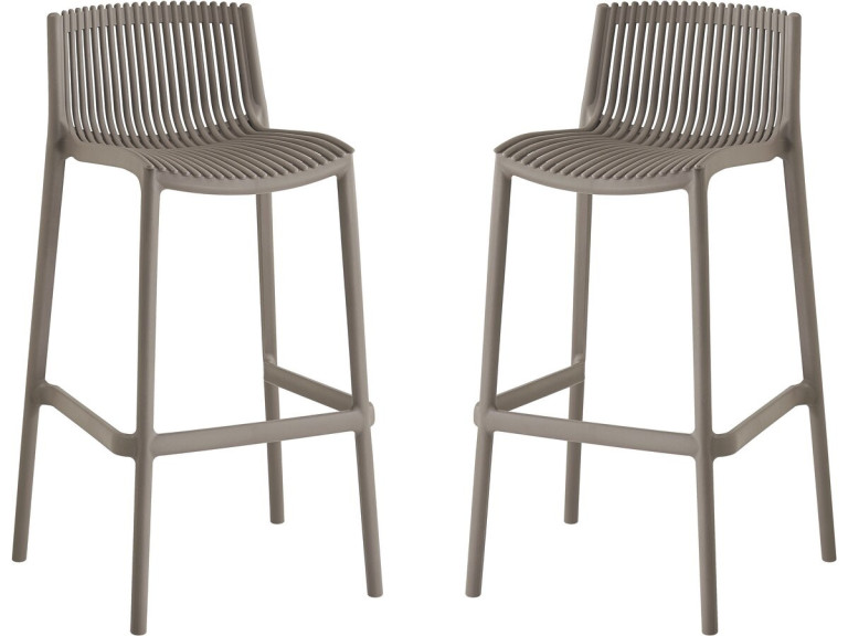 Set of 2 "Néora" plastic stacking high chairs - Taupe