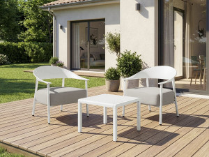 Set of 2 "Céora" plastic and metal garden armchairs - White 2