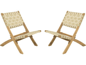 Set of 2 "Hanoi" wooden garden chairs - Beige
