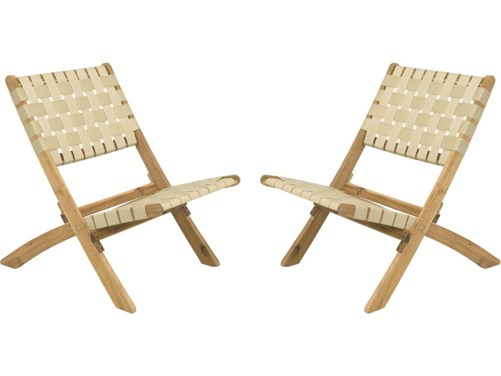 Set of 2 "Hanoi" wooden garden chairs - Beige