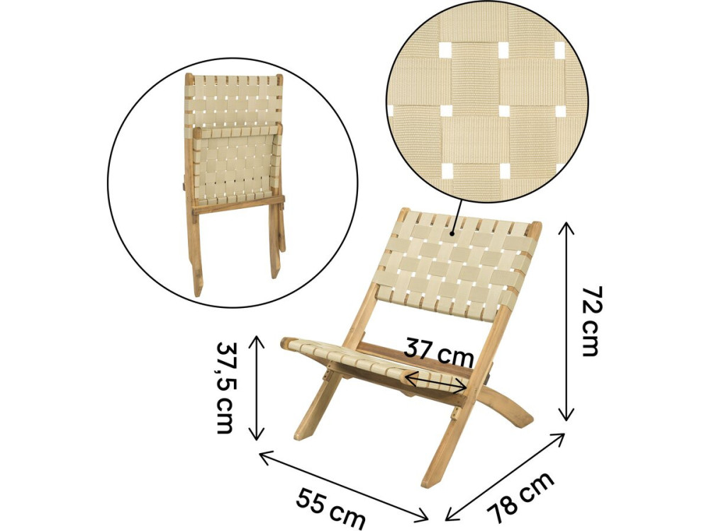 Set of 2 "Hanoi" wooden garden chairs - Beige