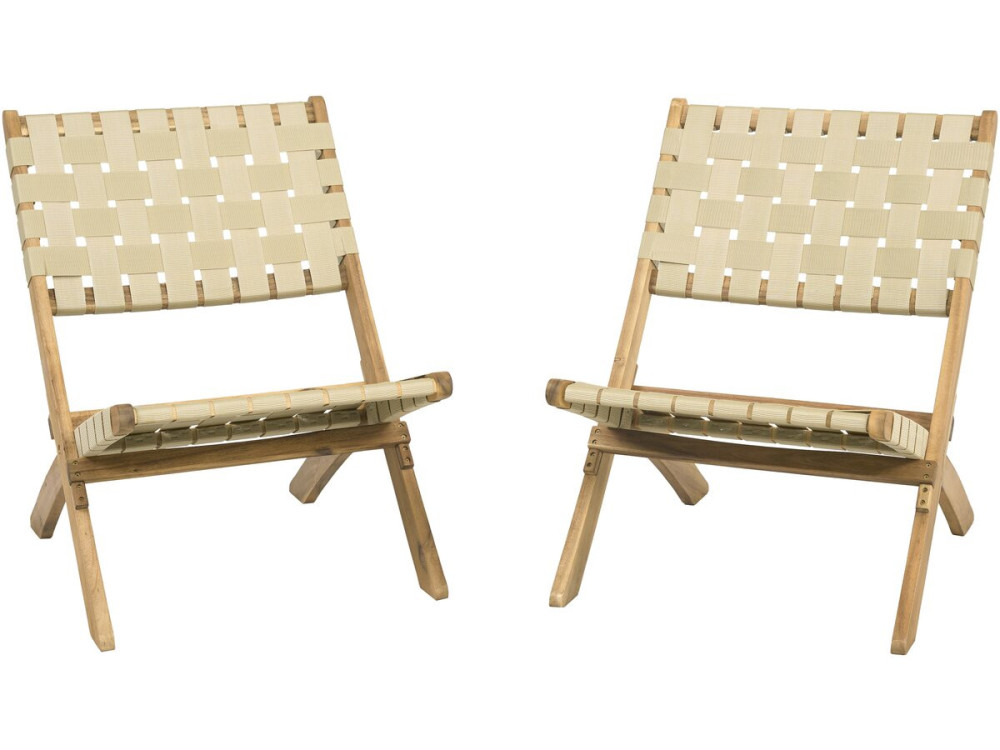 Set of 2 "Hanoi" wooden garden chairs - Beige