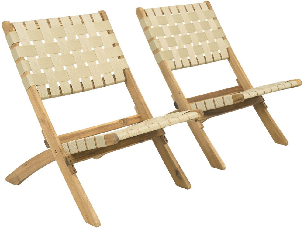 Set of 2 "Hanoi" wooden garden chairs - Beige