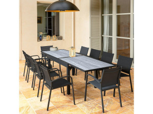 Lagos" extendable aluminium garden table - 200/320 x 105 x 76 cm - Grey 2