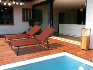 Set of 2 "Sublima" metal sun loungers - 180 x 54 x 104 cm - Terracotta 2