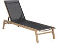Elysia" wood-look aluminium sunlounger - Grey - Black