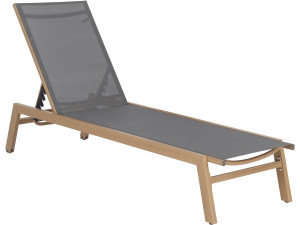 Elysia" wood-look aluminium sunlounger - Grey