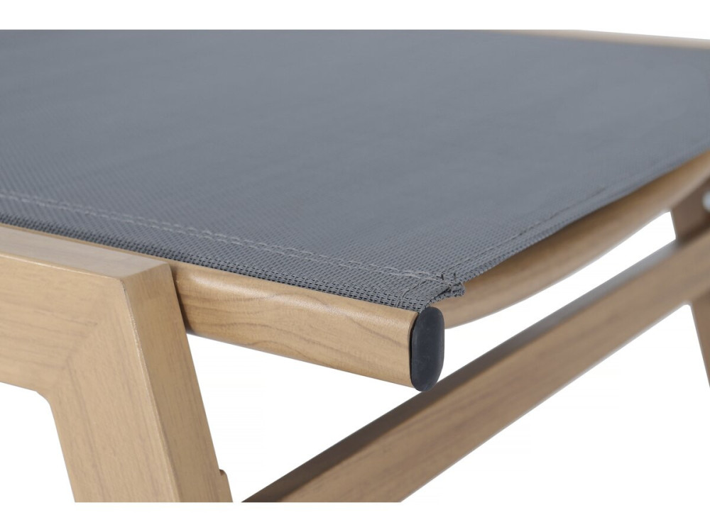 Elysia" wood-look aluminium sunlounger - Grey