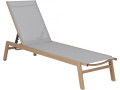 Elysia" wood-look aluminium sunlounger - Grey - Grey