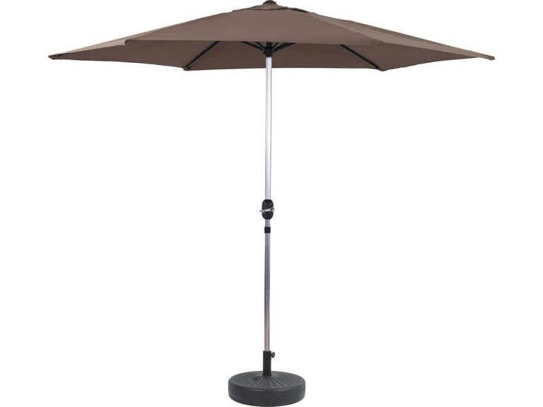 Straight Alu garden parasol "Sol" - Round - Ø 3m - Taupe - With weighted base