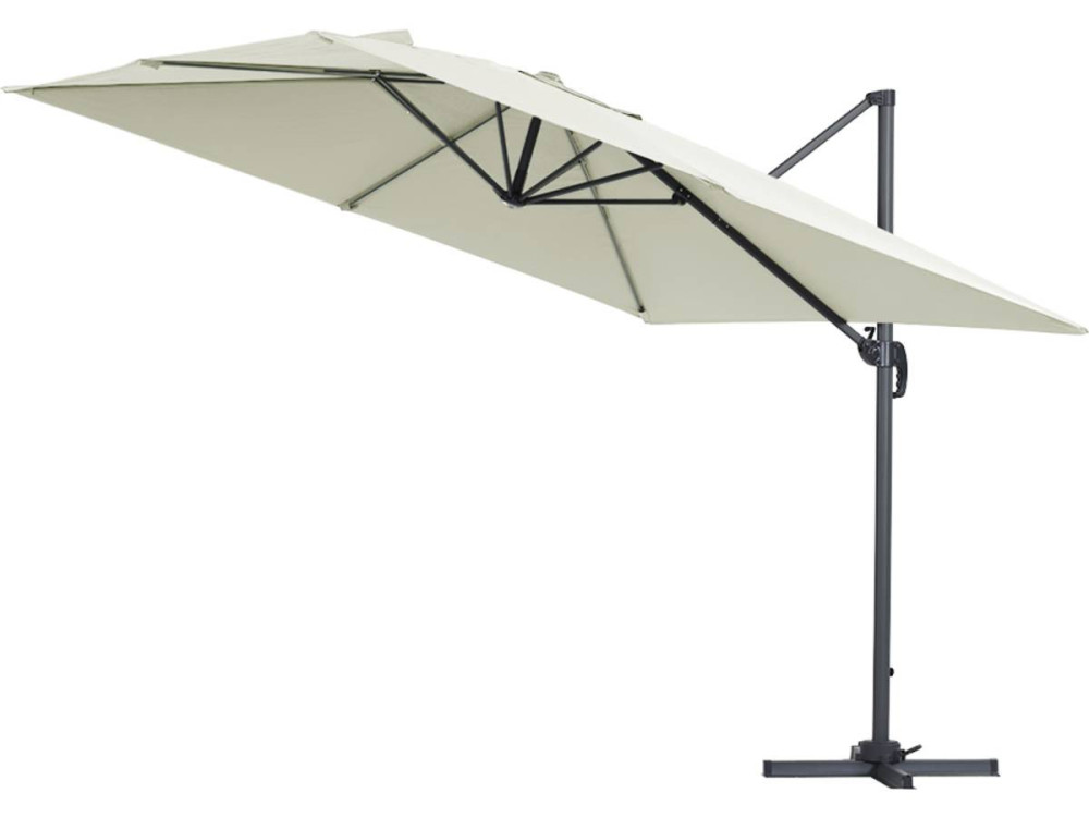 Deported outdoor Alu garden umbrella "Sun 3" - Square - 3 x 3 m - Ecru + protective cover