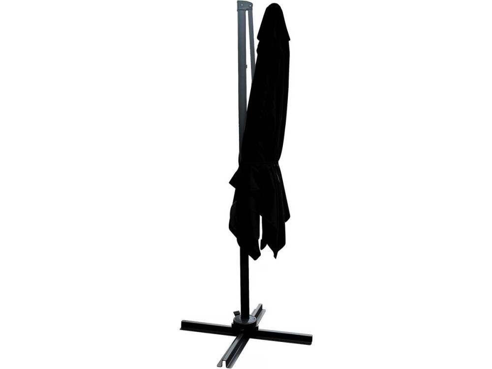 Hanging garden parasol with portable base "Soleil" - Square shape -  2.5 x 2.5 m - Black + Base stand